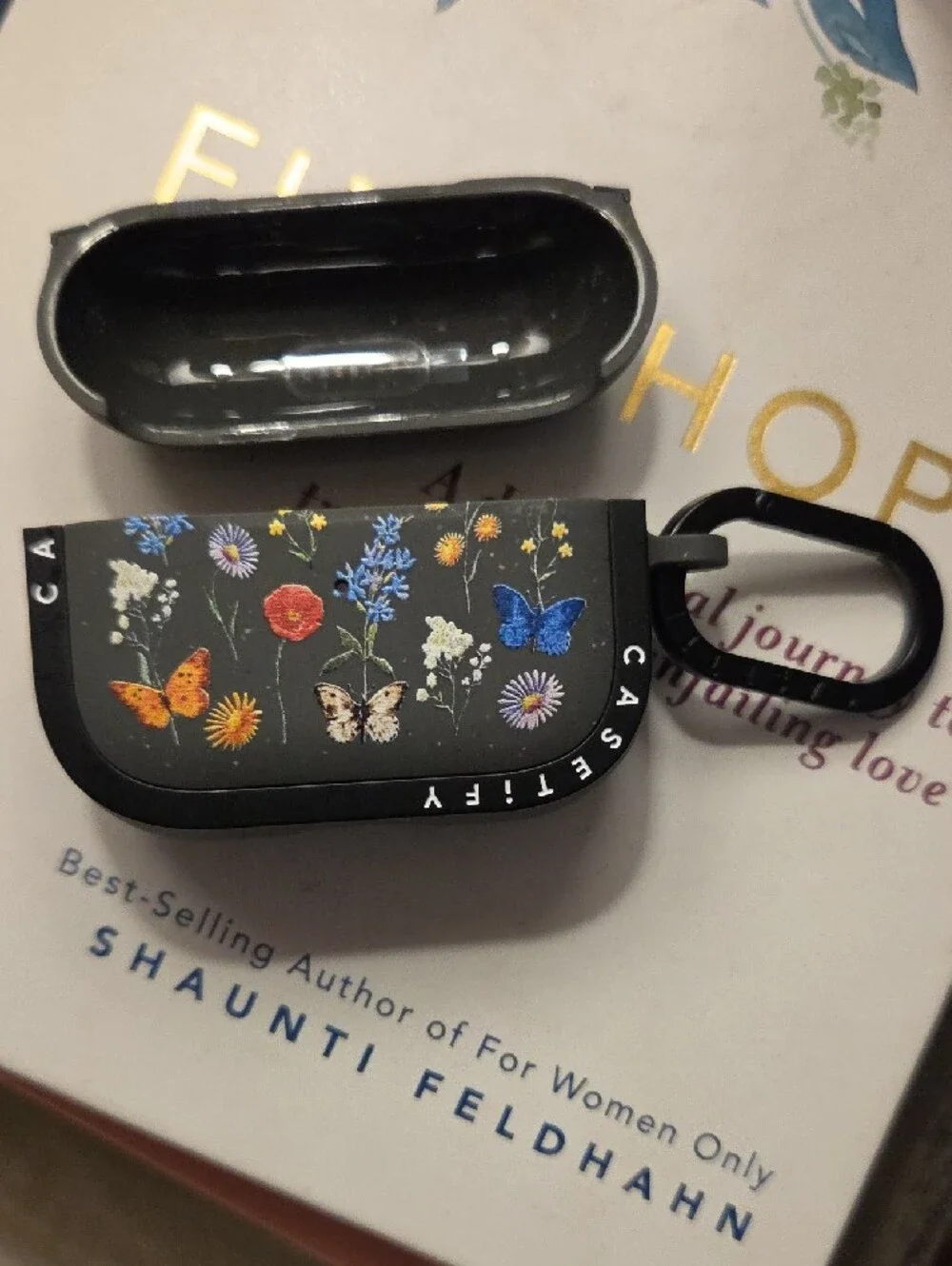 Casetify Black Floral AirPods Pro Case with Carabiner